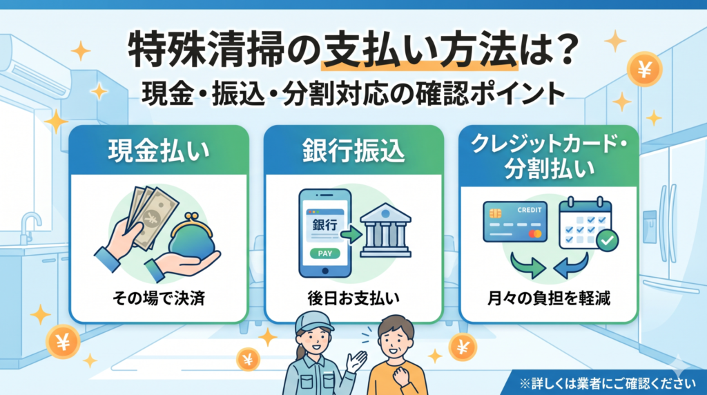 特殊清掃の支払い方法は？現金・振込・分割対応の確認ポイント