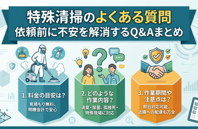 特殊清掃のよくある質問100選｜費用・臭い・孤独死・原状回復まで解説