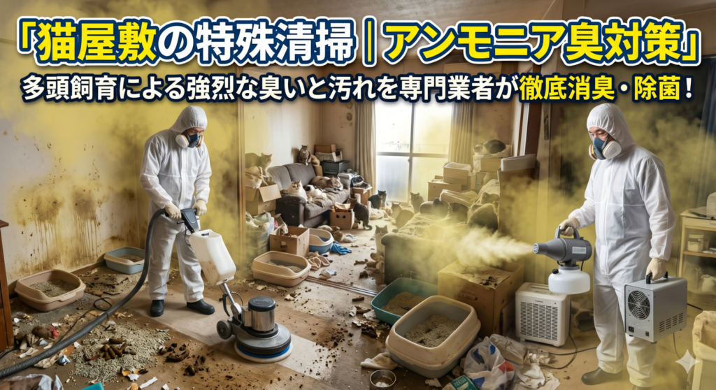 猫屋敷のアンモニア臭対策｜自分でできる応急処置と特殊清掃が必要なケース
