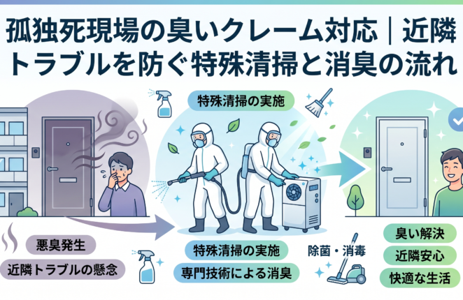 孤独死現場の臭いクレーム対応｜近隣トラブルを防ぐ特殊清掃と消臭の流れ