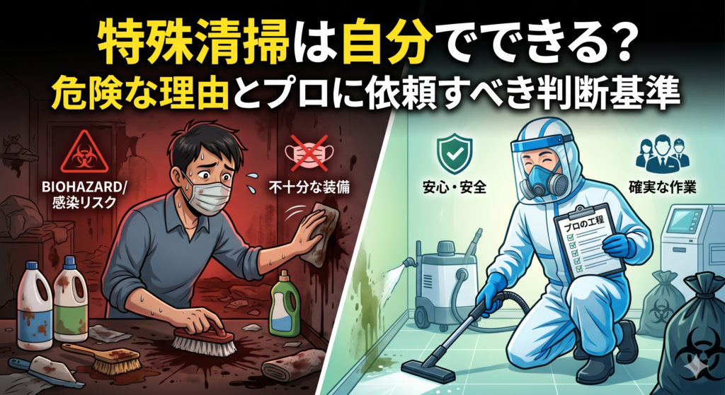 特殊清掃は自分でできる？危険な理由とプロに依頼すべき判断基準